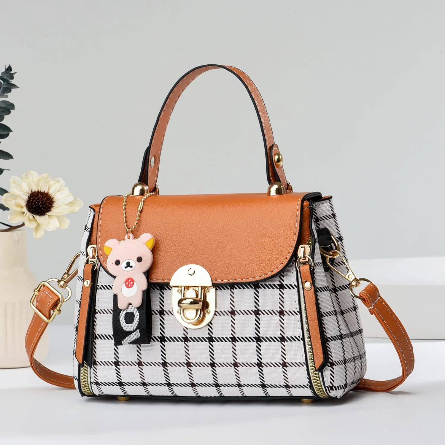 Xiaoyu Small Purses and Handbags for Women Fashion Teenage Girls Crossbody Bag Lightweight Shoulder Bag Plaid Pattern Satchel