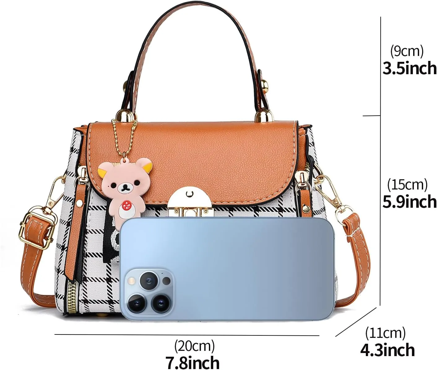 Xiaoyu Small Purses and Handbags for Women Fashion Teenage Girls Crossbody Bag Lightweight Shoulder Bag Plaid Pattern Satchel