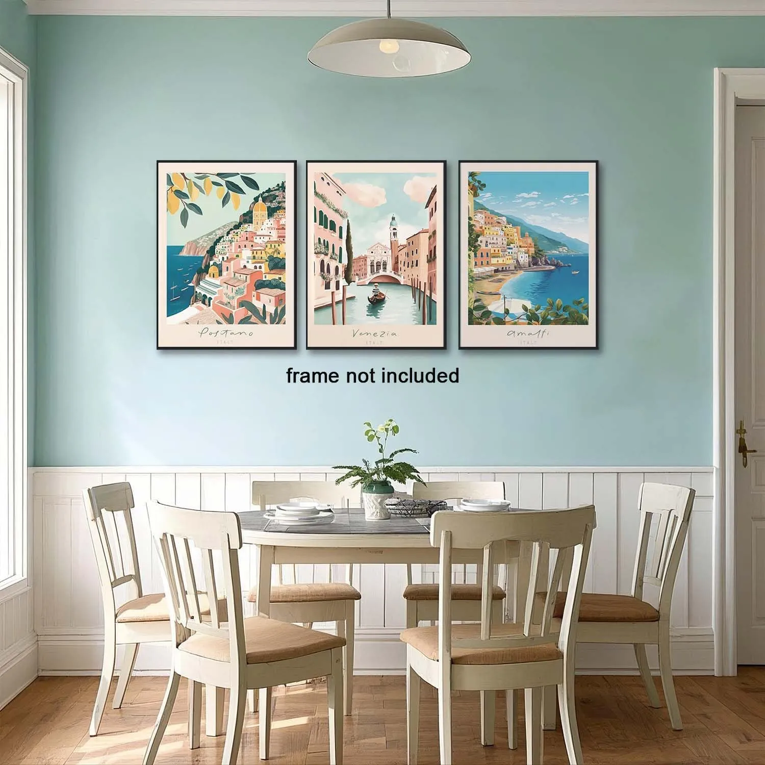 XLARTMY Italy Amalfi Coast Travel Posters Wall Art Canvas Decor City Landscape Blue Venice Coast Painting Beach Modern Artwork for Living Room Bedroom Bathroom Office Set of 3 12x16in Unframed