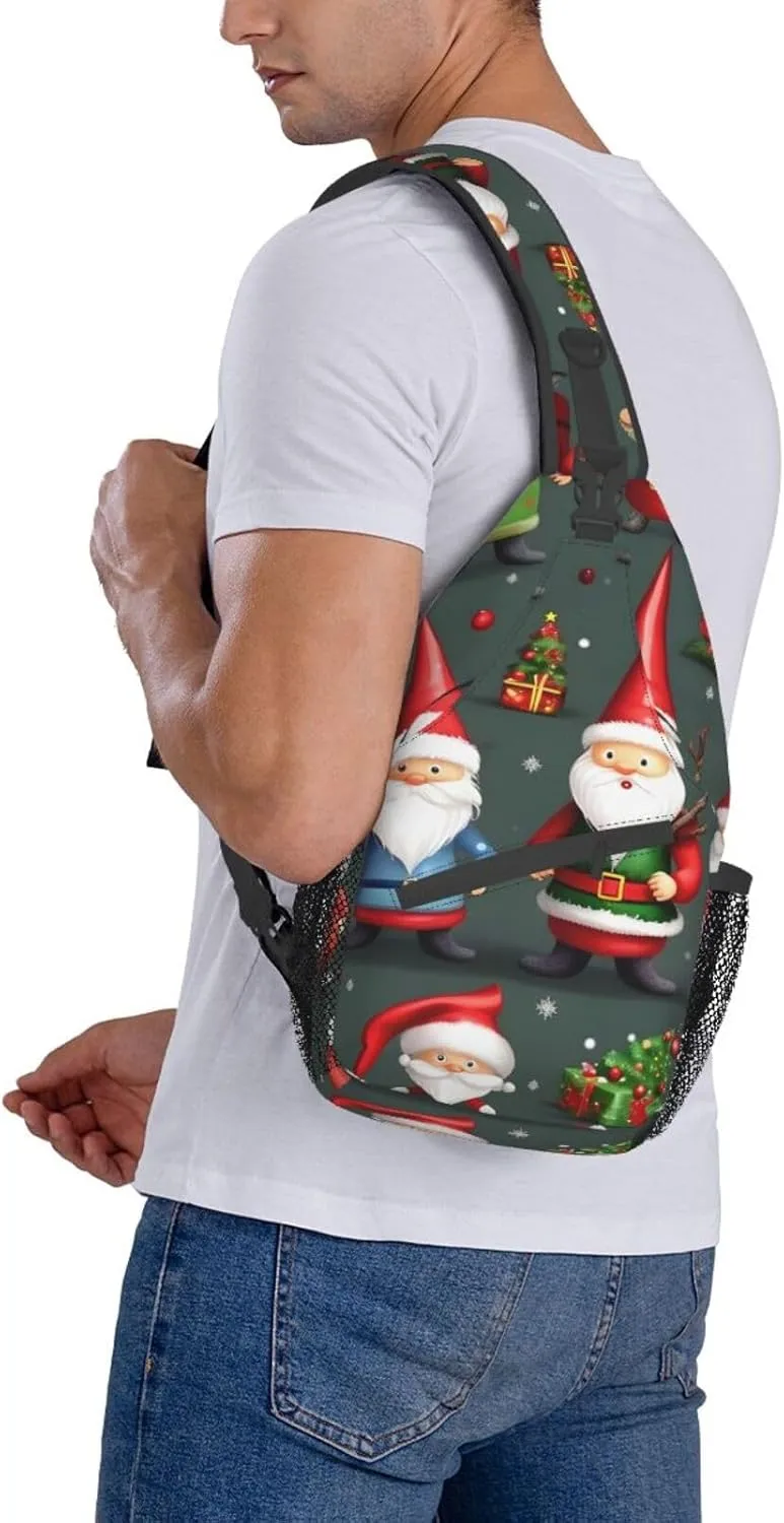 Xmas Funny Gnomes High Storage Capacity Chest Bag Diagonally Sling Backpack Crossbody Shoulder Bag For Men Women