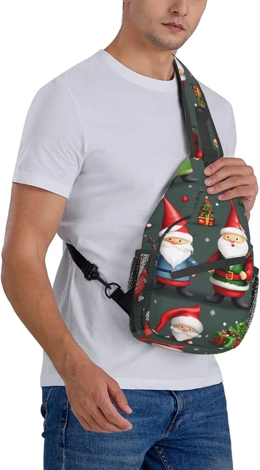 Xmas Funny Gnomes High Storage Capacity Chest Bag Diagonally Sling Backpack Crossbody Shoulder Bag For Men Women