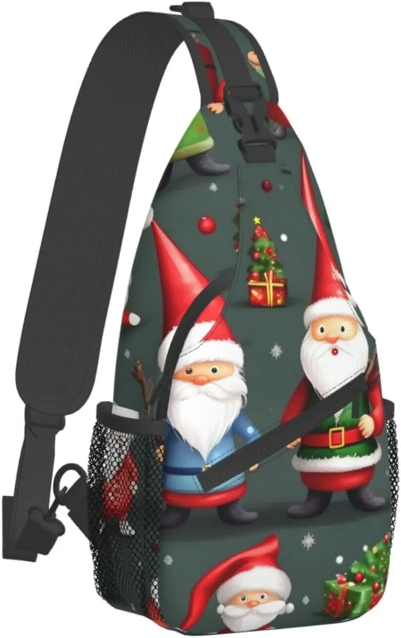 Xmas Funny Gnomes High Storage Capacity Chest Bag Diagonally Sling Backpack Crossbody Shoulder Bag For Men Women