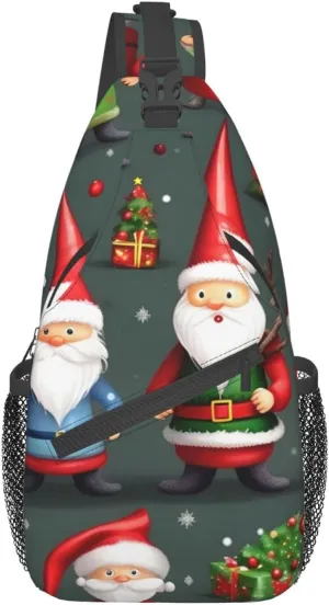 Xmas Funny Gnomes High Storage Capacity Chest Bag Diagonally Sling Backpack Crossbody Shoulder Bag For Men Women