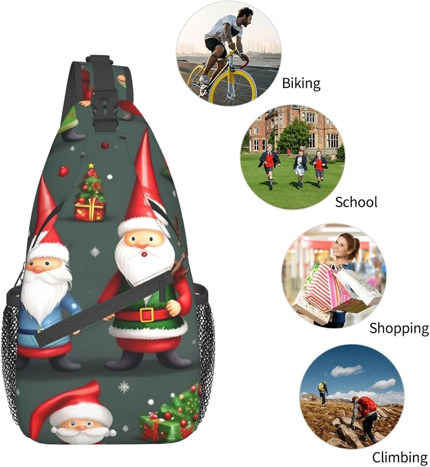 Xmas Funny Gnomes High Storage Capacity Chest Bag Diagonally Sling Backpack Crossbody Shoulder Bag For Men Women