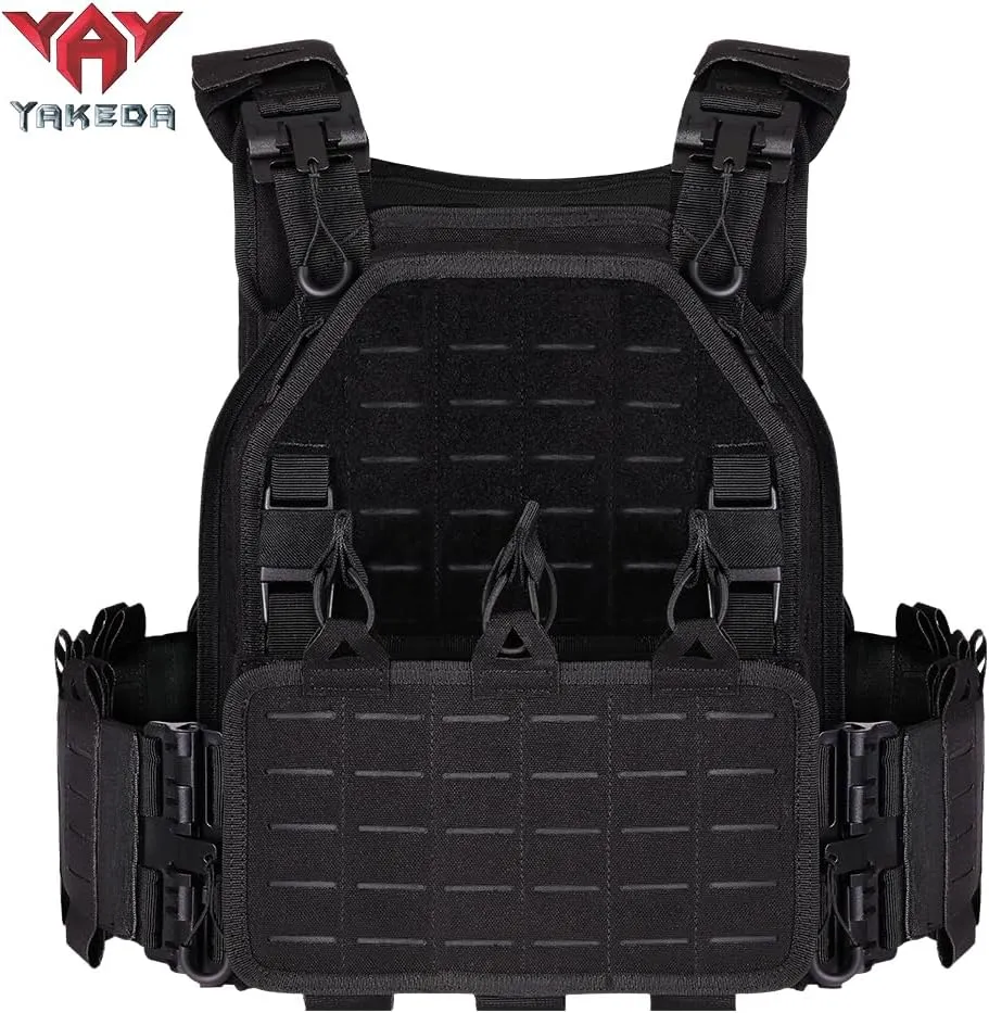 YAKEDA Tactical Outdoor Vest for Men /1000D Nylon Quick Release Laser-Cutting Modular Lightweight Vest