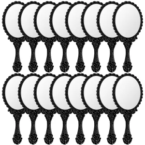 Yalikop 16 Pcs Vintage Handheld Mirror Small Cute Embossed Princess Mirror for Women Princess Party Favors Travel Makeup(Black)