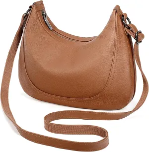 YALUXE Women’s Real Cowhide Leather Shoulder Bag Crescent Underarm Handbag Trendy Purse