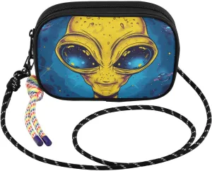 Yellow Alien Blue Eyes Small Crossbody Bags for Women Cell Phone Purses Shoulder Bag Handbag with Adjustable Strap
