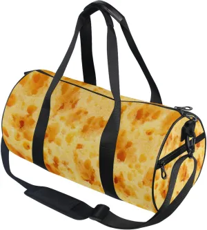 Yellow Cheese Bread Gym Duffle Bag for Women Men Sports Fitness Bag Workout Travel Gymnastics Dance Ballet