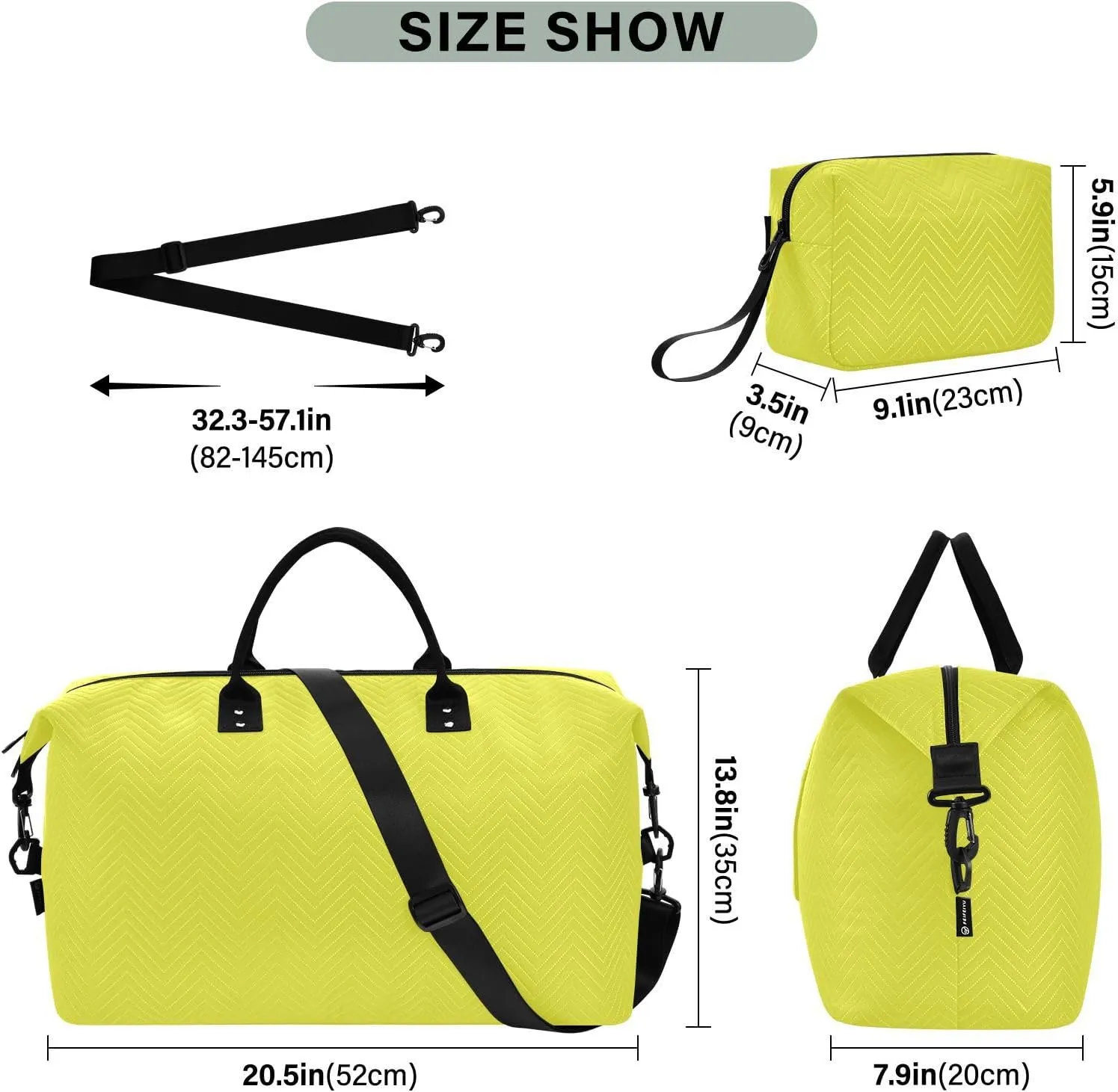 Yellow Travel Duffle Bag Duffel Bags Tote Gym Bag Weekender Bag Carry On Duffel Bags with Toiletry Bag Overnight Luggage Bag for Airplanes Women Men Yoga Sports Trip Adults