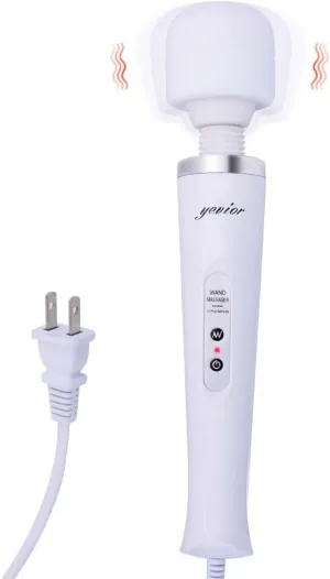 YEVIOR Wired Powerful Handheld Massager with 10 Pulse Settings Strong Vibration for Women,Personal Total Body Therapy Massager for Sports Recovery, Muscle Aches, Body Pain (White)