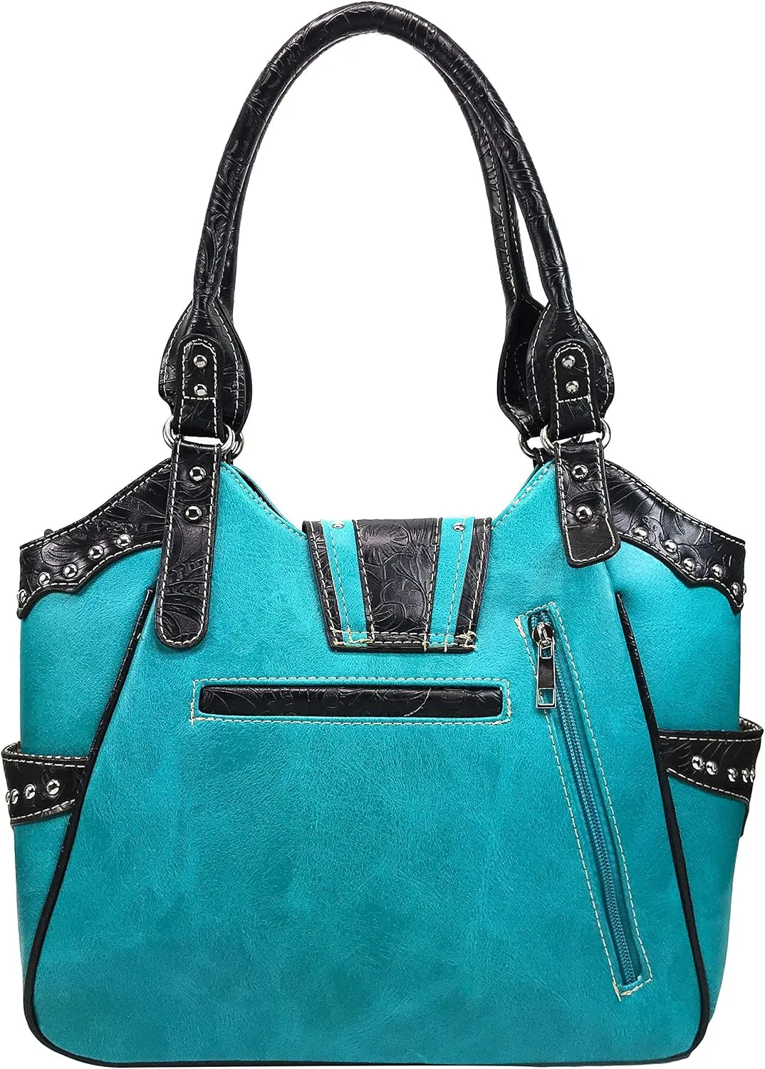 Zelris American Albino Western Floral Buckle Conceal Carry Women Tote Purse Handbag with Crossbody Wallet Set
