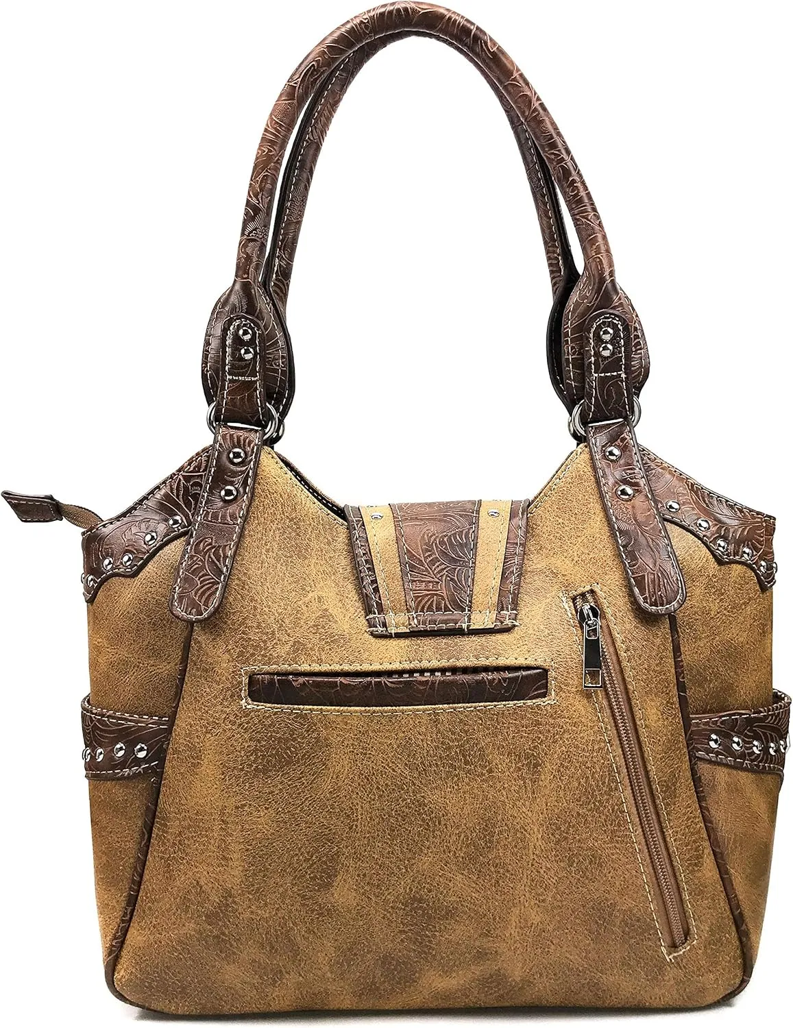 Zelris American Albino Western Floral Buckle Conceal Carry Women Tote Purse Handbag with Crossbody Wallet Set