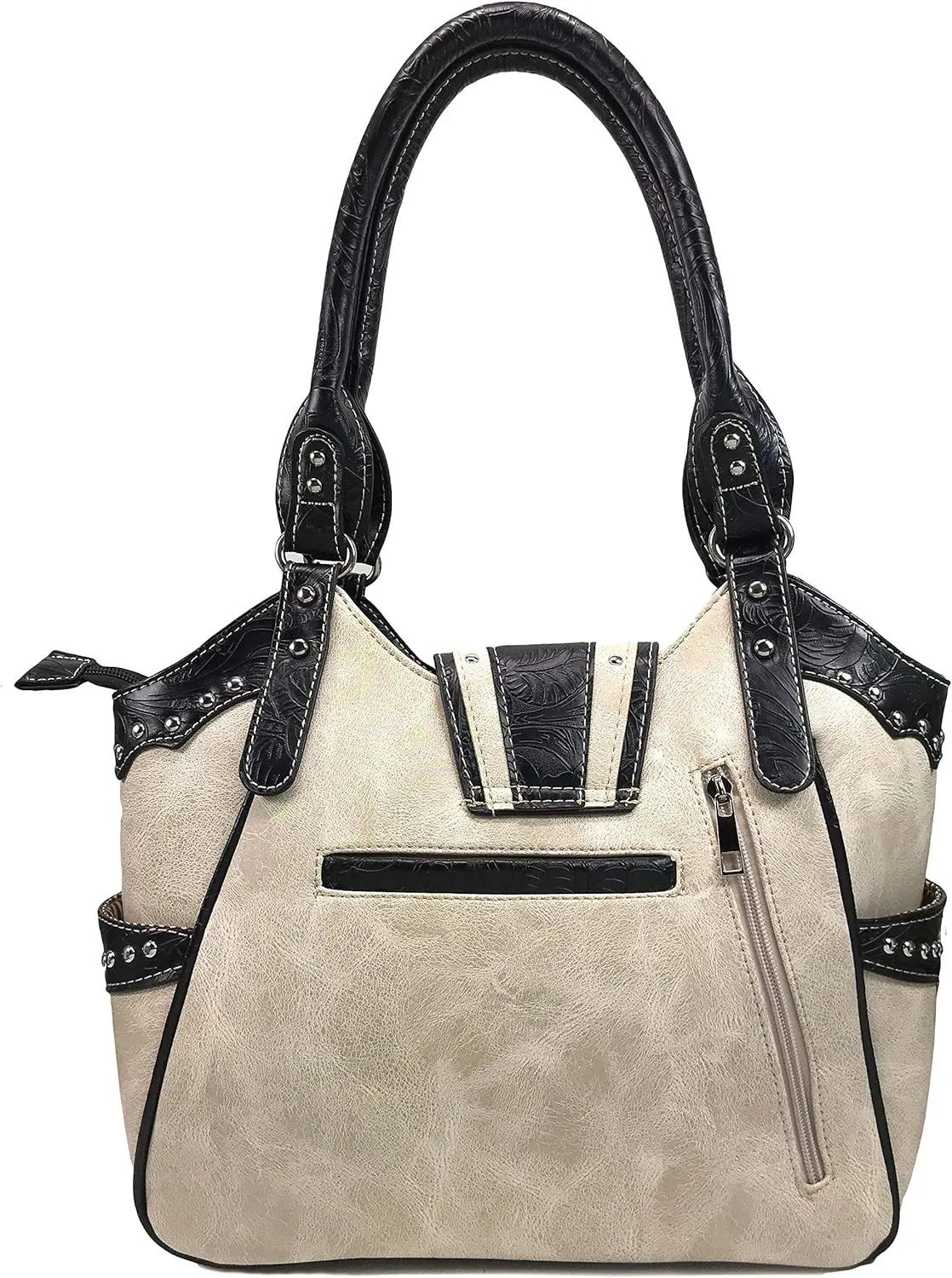 Zelris American Albino Western Floral Buckle Conceal Carry Women Tote Purse Handbag with Crossbody Wallet Set