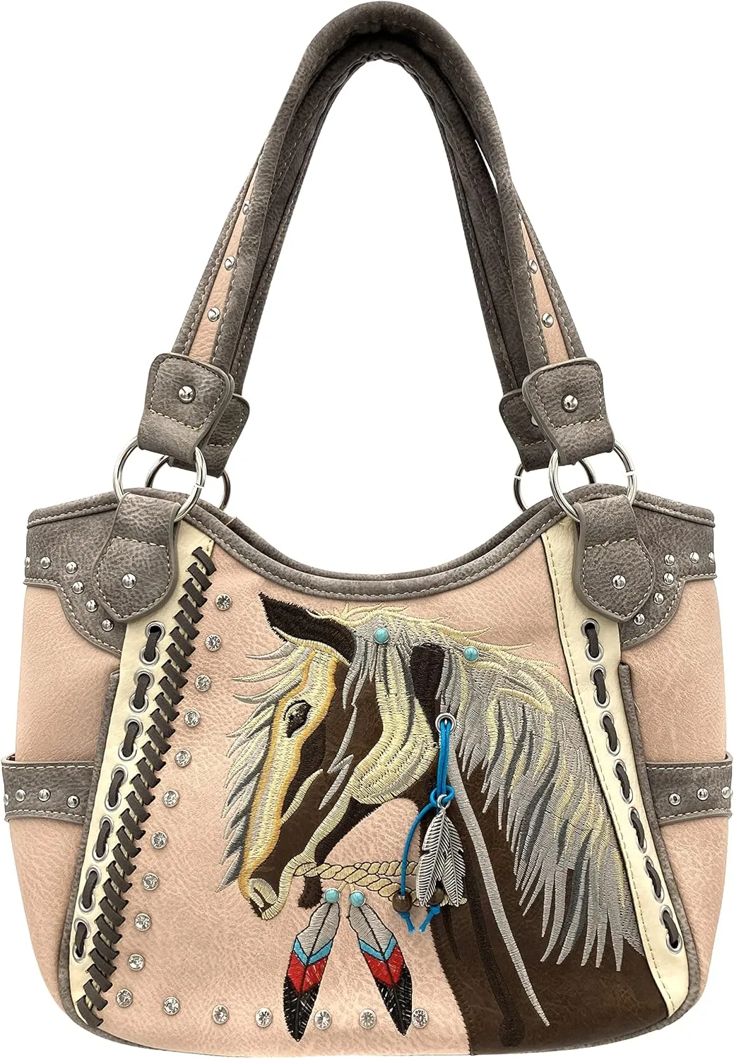 Zelris Dakota Dales Pony Horse Embroidery Mane Western Country Women Conceal Carry Tote Purse Handbag
