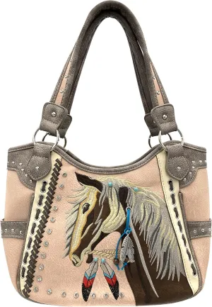 Zelris Dakota Dales Pony Horse Embroidery Mane Western Country Women Conceal Carry Tote Purse Handbag
