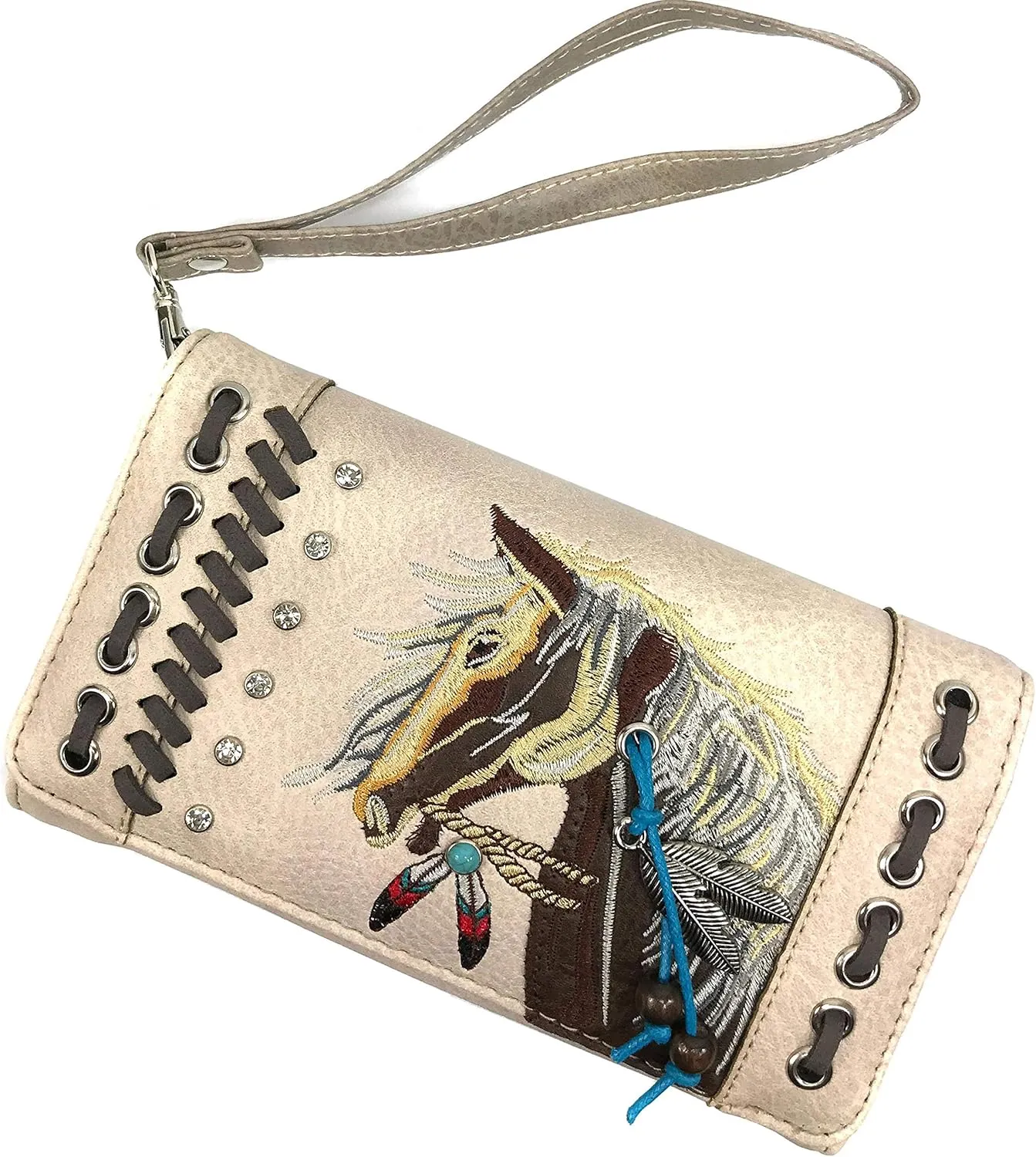 Zelris Dakota Dales Pony Horse Embroidery Mane Western Country Women Conceal Carry Tote Purse with Matching Wallet Set