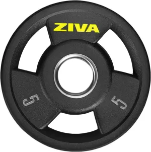 ZIVA Olympic Weight Plate – Premium Urethane-Coated Grip Disc with 2" Stainless Steel Insert and 3-Position Handle – Sold Individually (2.5–45 lb) Does not fit Standard Studio Barbell