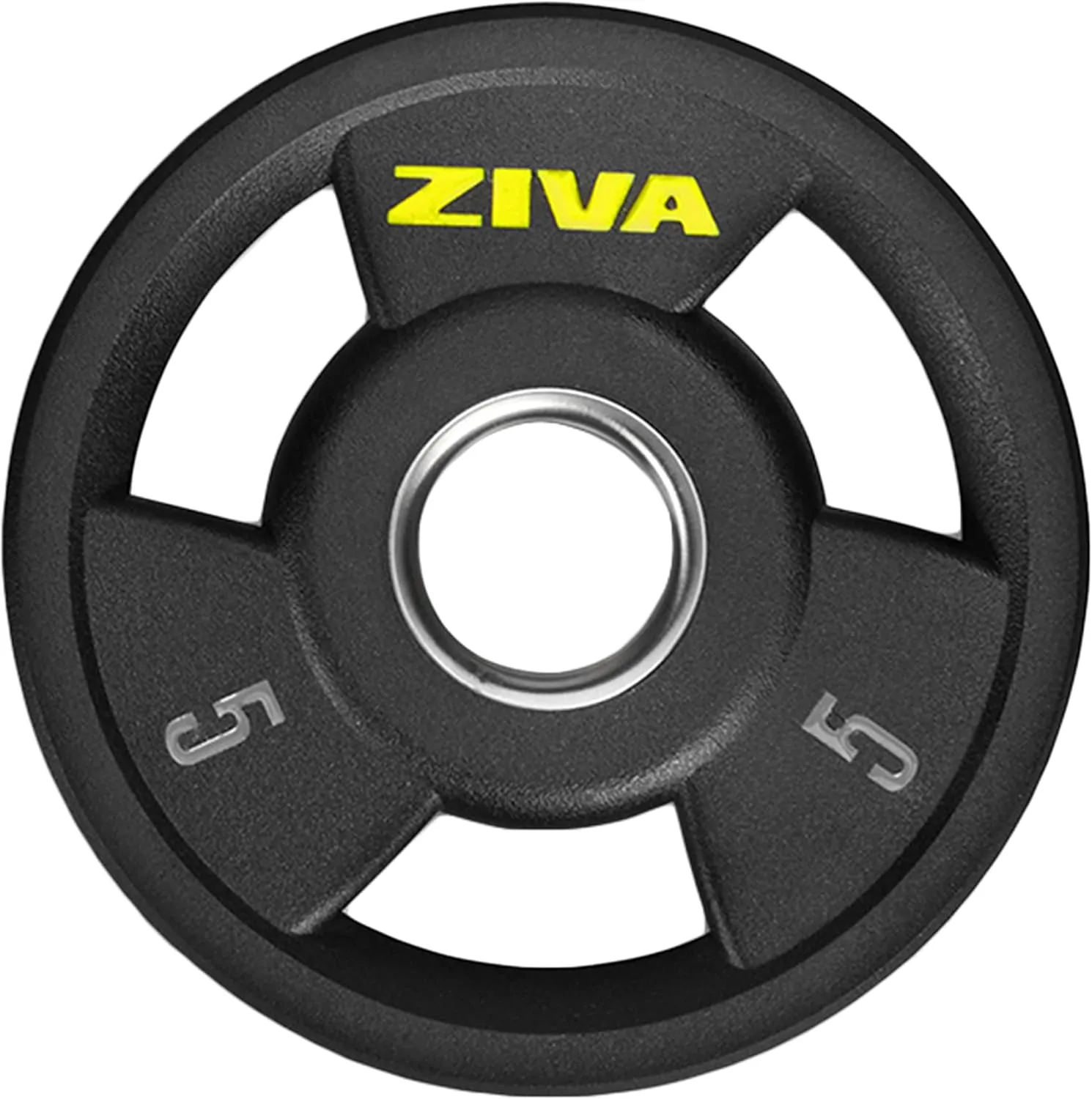 ZIVA Olympic Weight Plate – Premium Urethane-Coated Grip Disc with 2" Stainless Steel Insert and 3-Position Handle – Sold Individually (2.5–45 lb) Does not fit Standard Studio Barbell