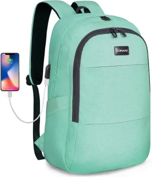 ZOMAKE Travel Laptop Backpack Water Resistant Anti-Theft Bag with USB Charging Port and Lock 14/15.6Inch Computer Business Backpacks Gift for Men Women(15.6 IN,A-Agate Green)