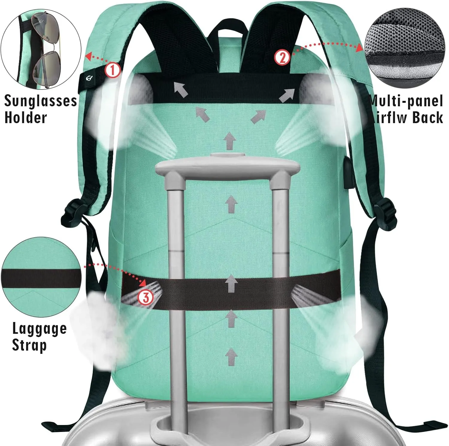 ZOMAKE Travel Laptop Backpack Water Resistant Anti-Theft Bag with USB Charging Port and Lock 14/15.6Inch Computer Business Backpacks Gift for Men Women(15.6 IN,A-Agate Green)
