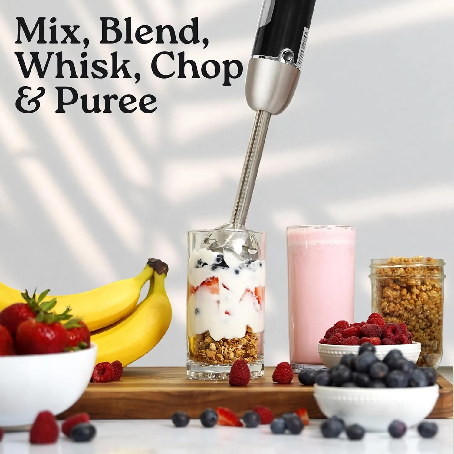 Zulay Immersion Stick Mixer Hand Blender - 800 Watts, Turbo Mode, 5-ft Power Electric Cord, Handheld Portable, Stainless Steel Blades - For Effortless Blending Smoothie, Soup, Baby Food, Puree - Black